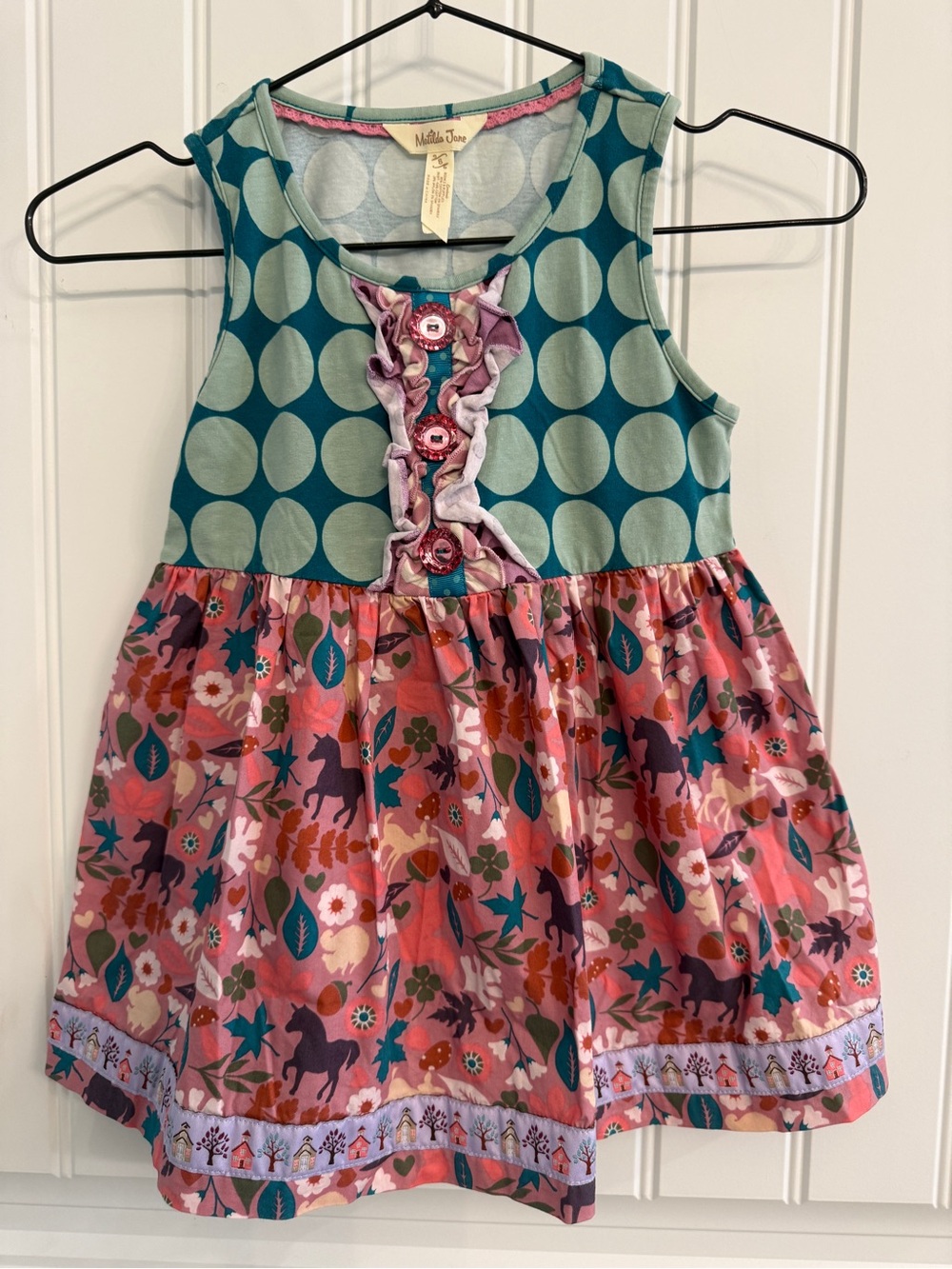 Matilda Jane Girls Dress Unicorn Horse Floral Print Ruffle Size 8